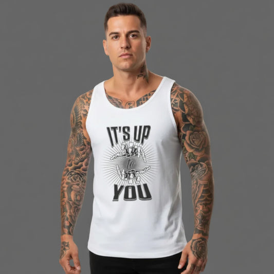 Classic Tanktop in Weiß mit „IT'S UP TO YOU“-TORIPROS