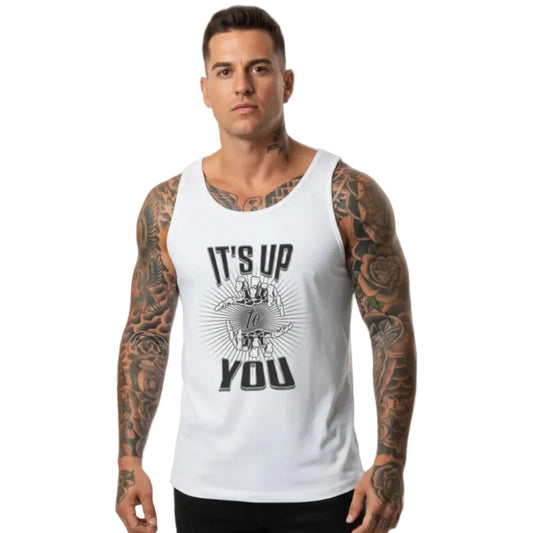 Classic Tanktop in Weiß mit „IT'S UP TO YOU“-TORIPROS