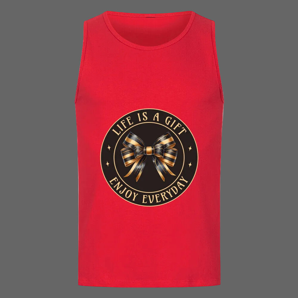 Classic Tanktop in Fire Red mit „LIFE IS A GIFT“-TORIPROS