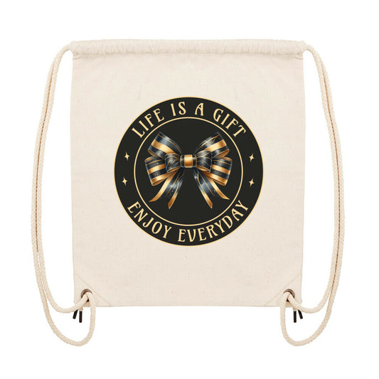 Gym Bag – Natur – ‘Life is a Gift’ – Front