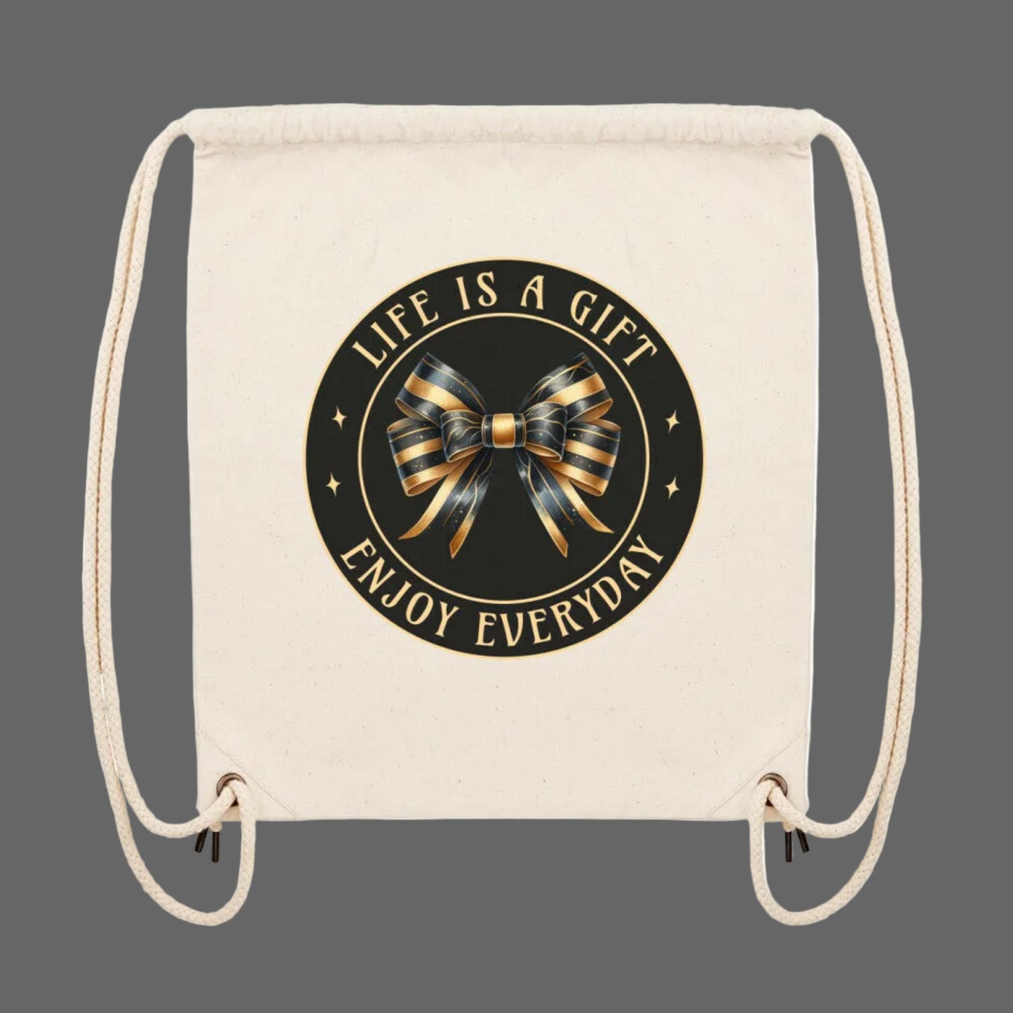 Gym Bag – Natur – ‘Life is a Gift’ – Front