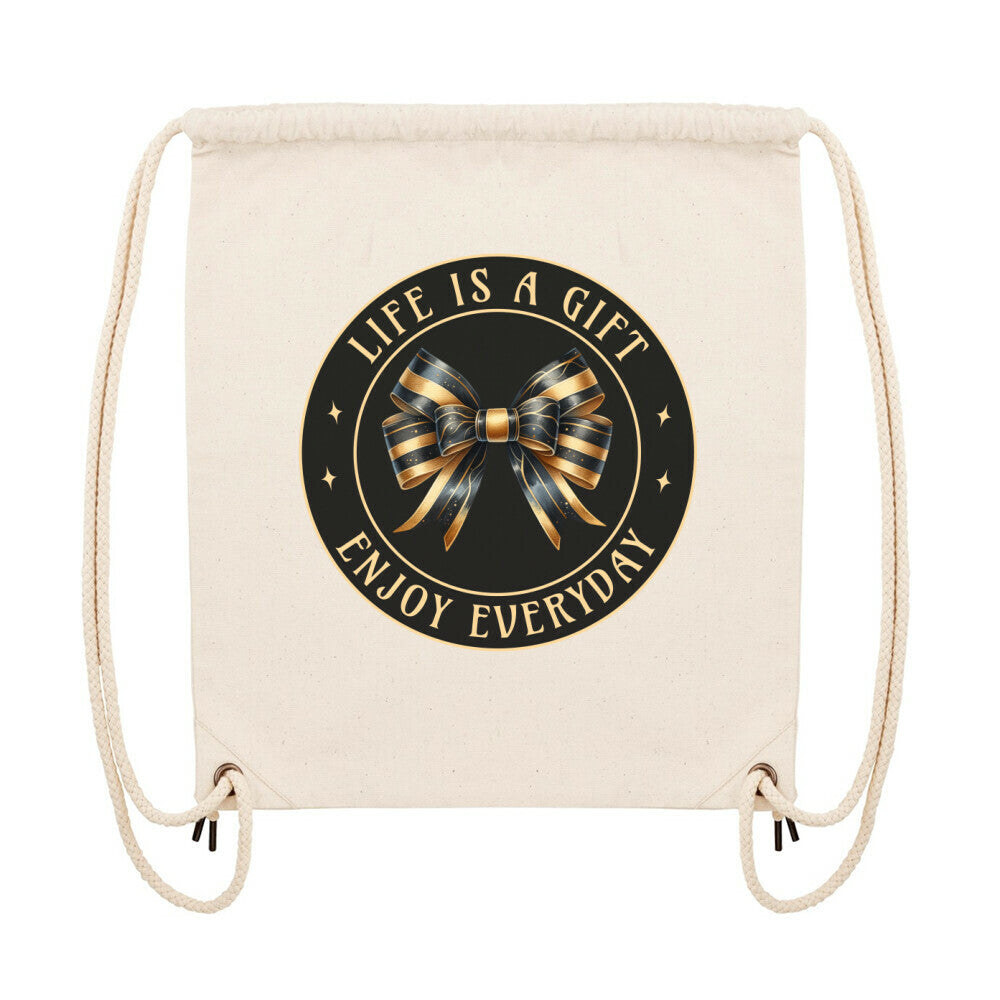 Gym Bag – Natur – ‘Life is a Gift’ – Front