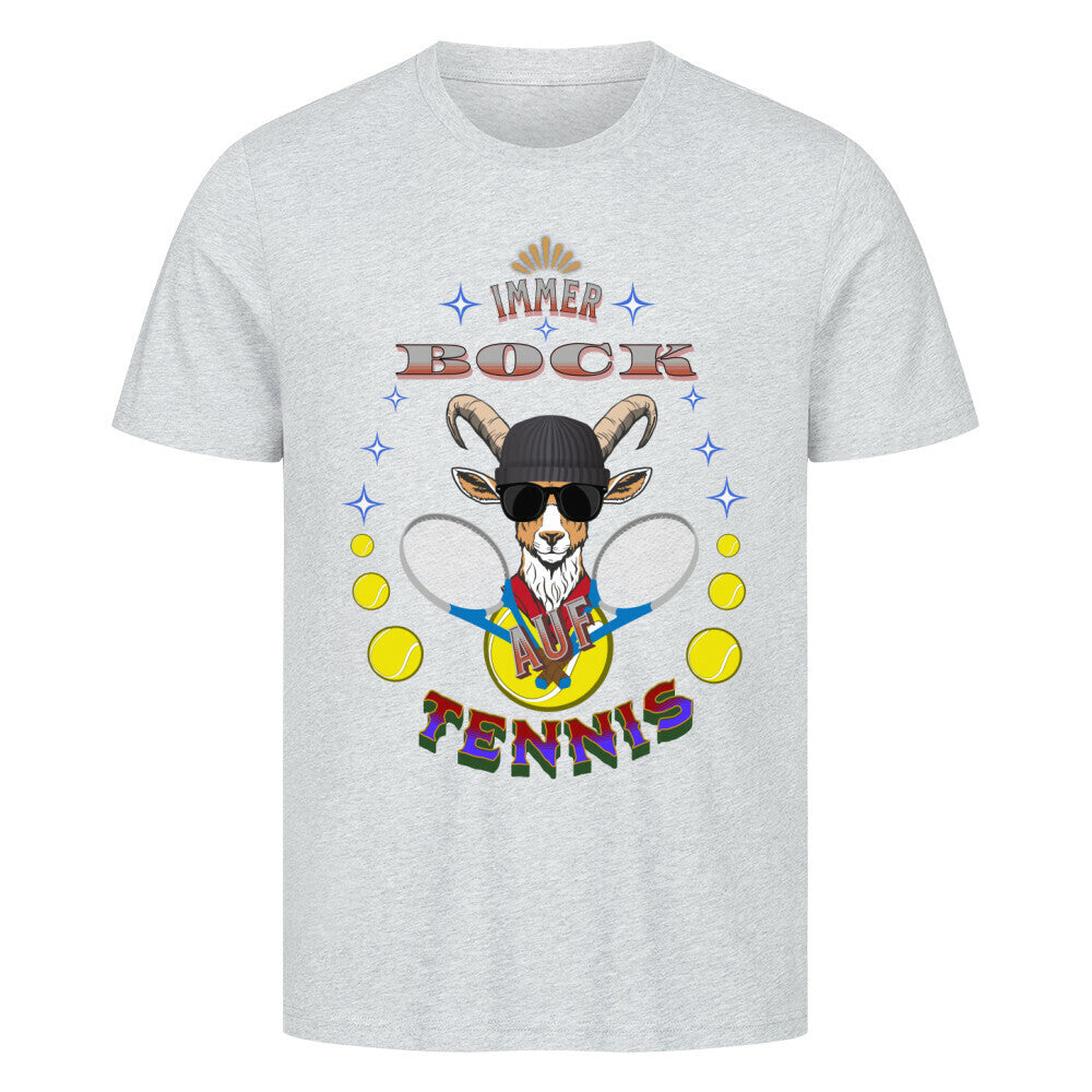 HigherBlanks Premium T-Shirt in Heather Grey mit „AUF TENNIS immer BOCK“-TORIPROS