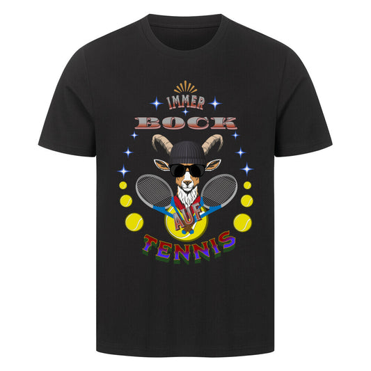 HigherBlanks Premium T-Shirt in Schwarz mit „AUF TENNIS immer BOCK“-TORIPROS
