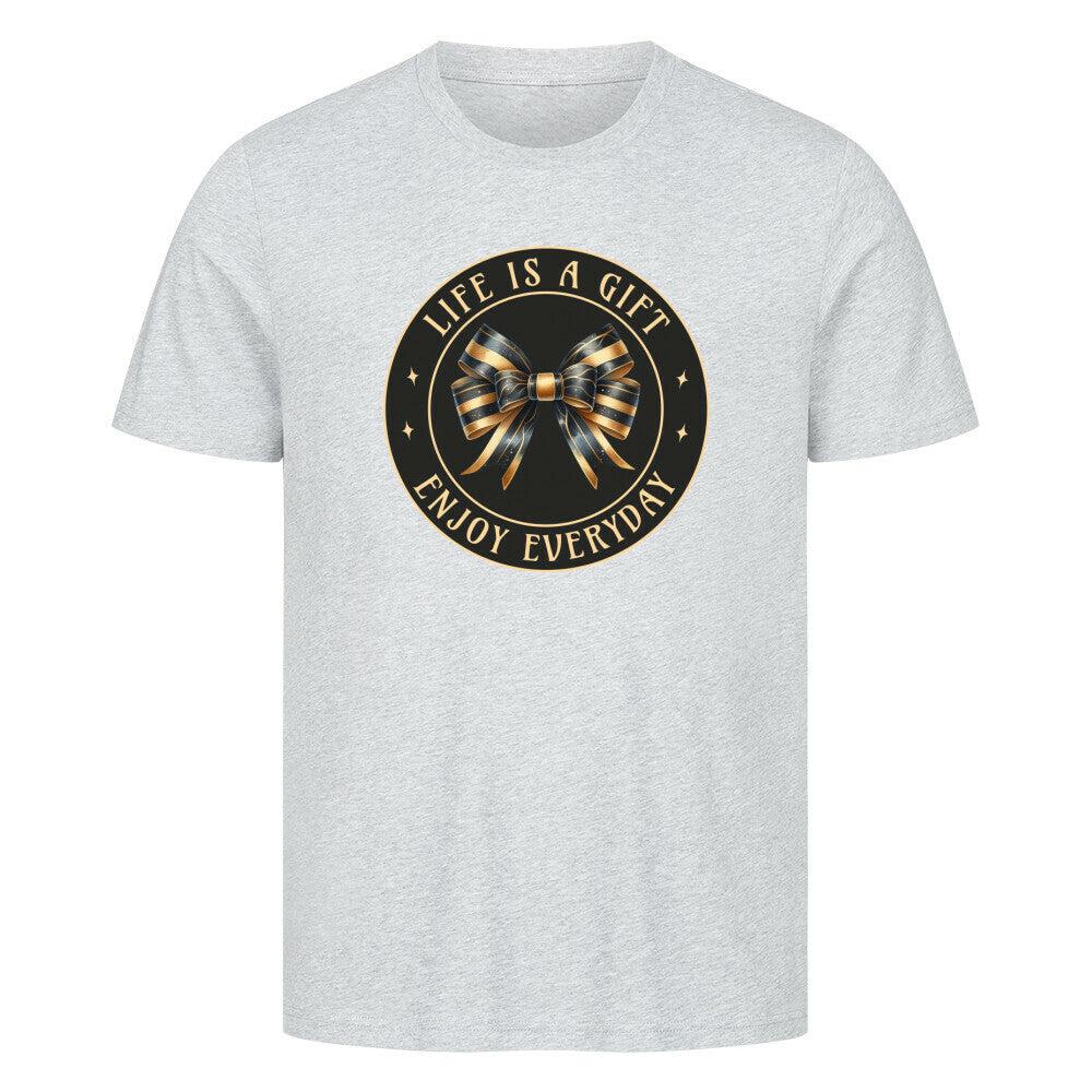 HigherBlanks Premium T-Shirt in Heather Grey mit „LIFE IS A GIFT“-TORIPROS
