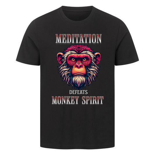 HigherBlanks Premium T-Shirt in schwarz mit „MEDITATION defeats MONKEY SPIRIT“-TORIPROS