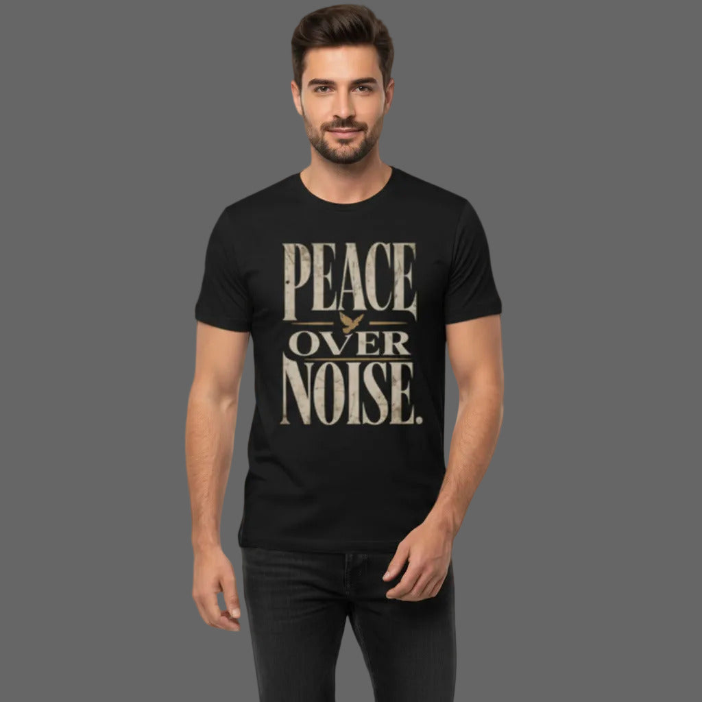 HigherBlanks Premium T-Shirt in schwarz mit „PEACE OVER NOISE“-TORIPROS