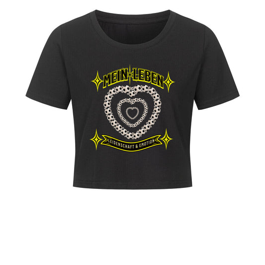 Ladies Cropped Tee / Fußball mein Leben-schwarz