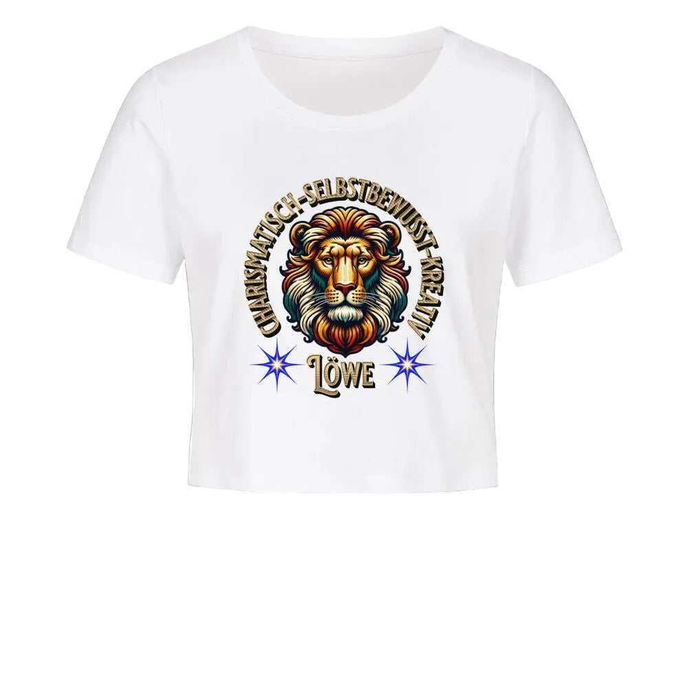 Ladies Cropped Tee / Löwe Sternzeichen-Weiß-TORIPROS