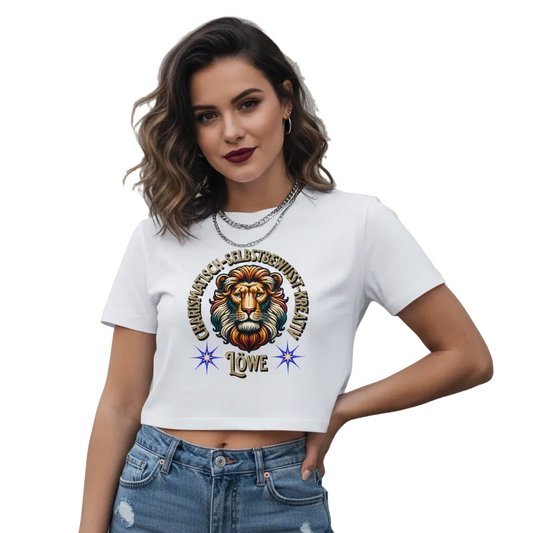 Ladies Cropped Tee / Löwe Sternzeichen-Weiß-TORIPROS