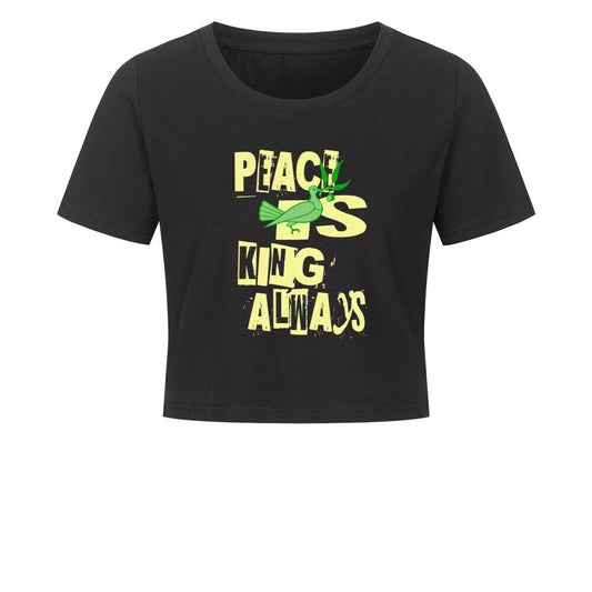 Ladies Cropped Tee / Peace is KING allways-Schwarz-TORIPROS