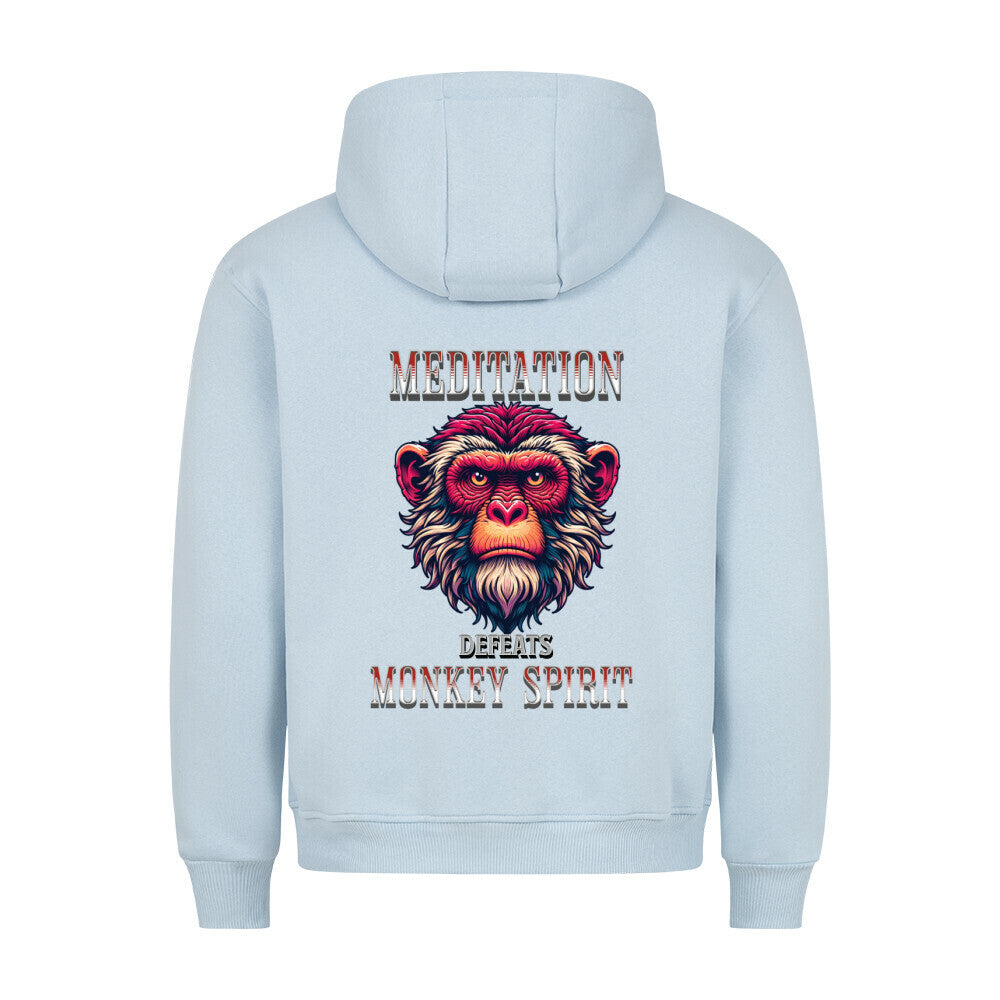 Premium Hoodie in Babyblau mit „MEDITATION defeats MONKEY SPIRIT“-TORIPROS