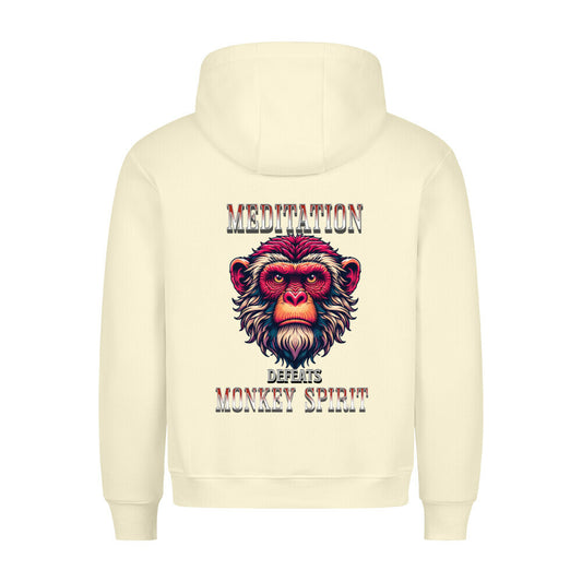 Premium Hoodie in Beige mit „MEDITATION defeats MONKEY SPIRIT“-TORIPROS
