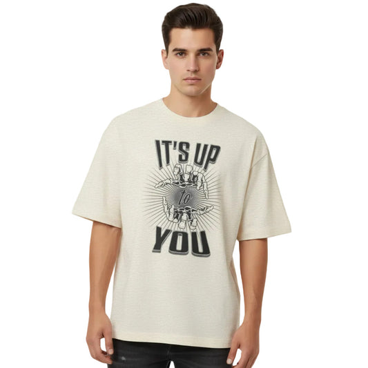 Premium Organic Oversize Blast in beige mit „IT'S UP TO YOU“-TORIPROS