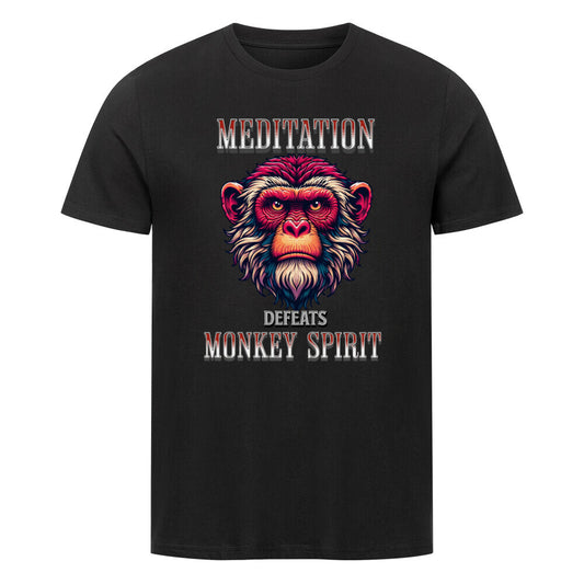Premium Organic Shirt in Schwarz mit „MEDITATION defeats MONKEY SPIRIT“-TORIPROS