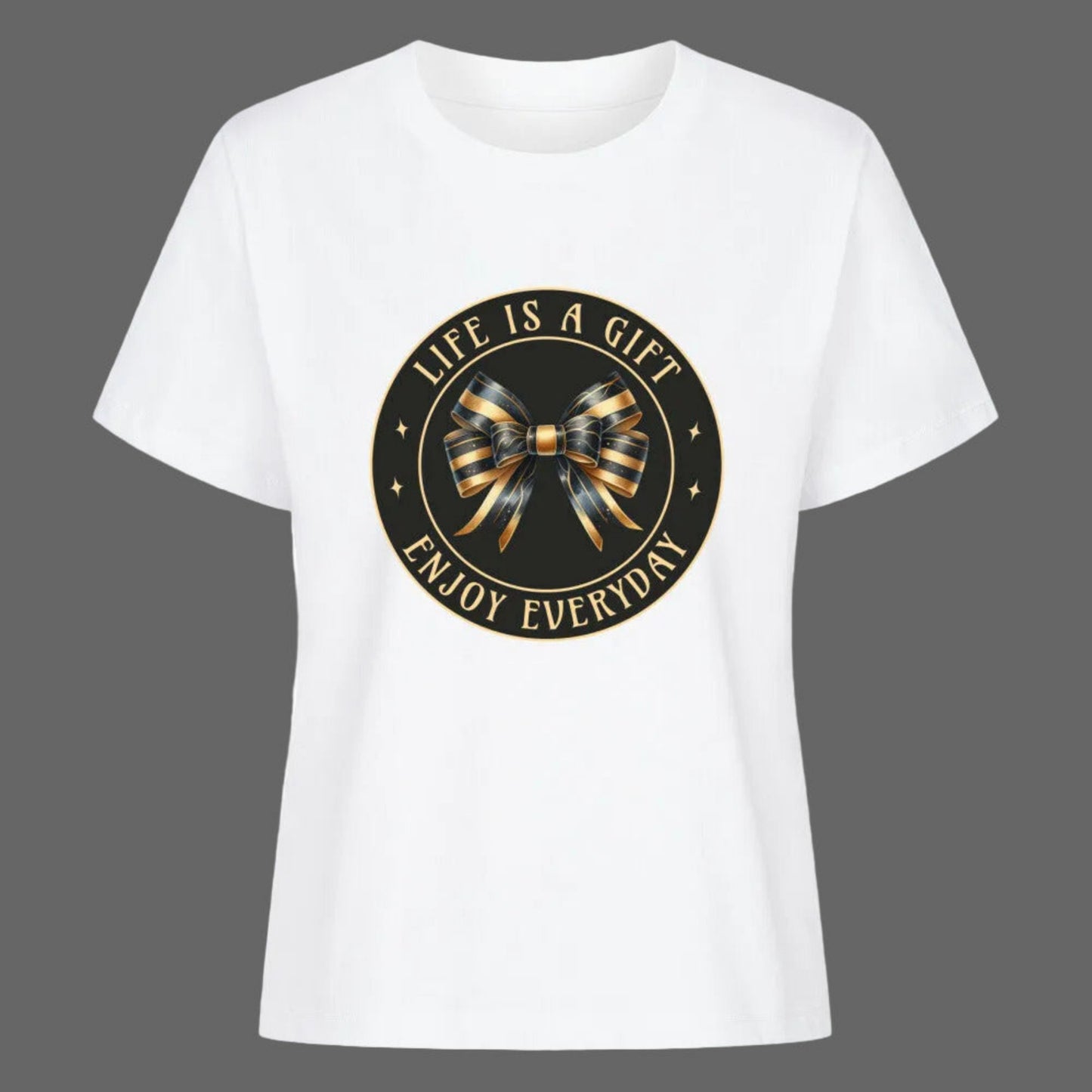 Premium Organic Shirt Women in Weiß mit „LIFE IS A GIFT"-TORIPROS