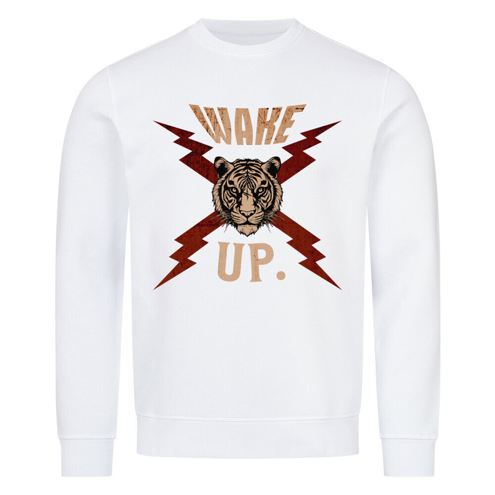 Premium Organic Sweatshirt in Weiß mit „WAKE UP."-TORIPROS