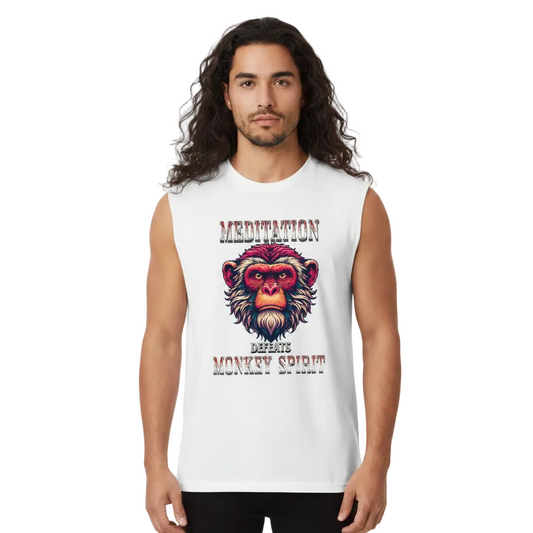 Sleeveless Oversized Tee / Meditation defeats MONKEY SPIRIT