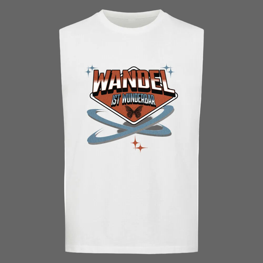 Sleeveless Oversized Tee in weiß mit „WandelWunderbar-Design“-TORIPROS