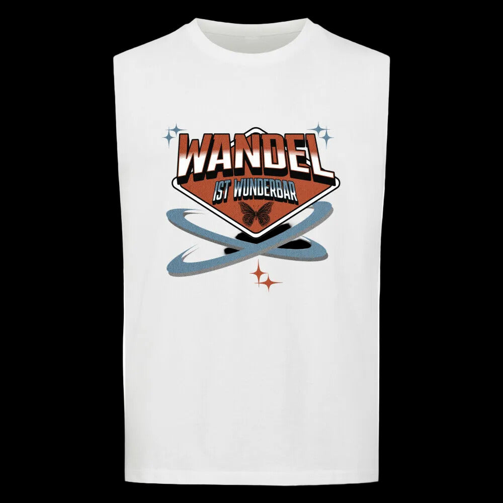 Sleeveless Oversized Tee in weiß mit „WandelWunderbar-Design“-TORIPROS