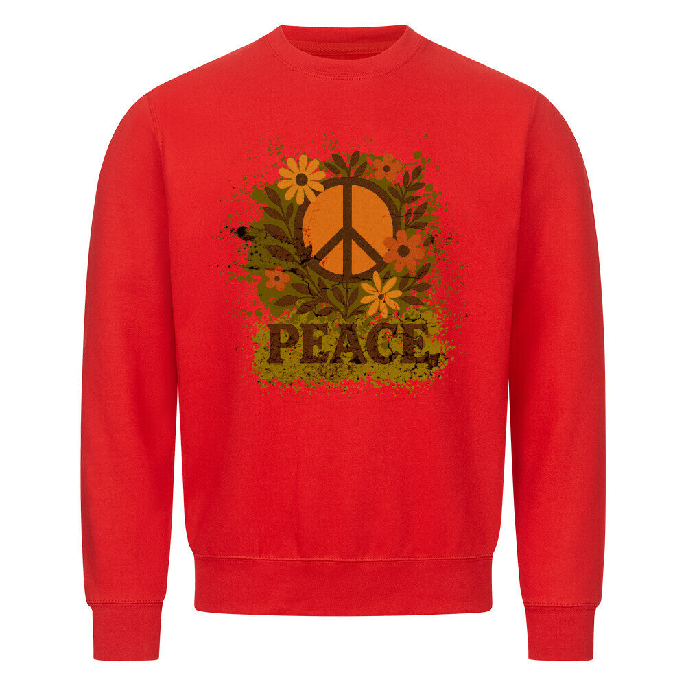 Classic Sweatshirt aus der Toripros PEACE Kollektion – Flowers PEACE Design in Rot, markantes Statement-Piece mit floraler Friedensbotschaft