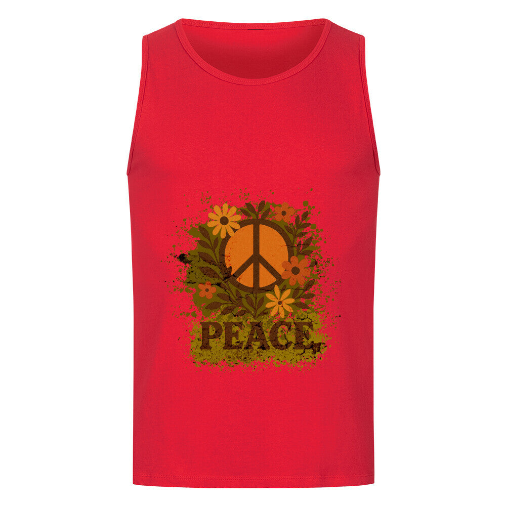 Classic Tanktop aus der Toripros PEACE Kollektion – Flowers PEACE Design in Fire Red, ausdrucksstarkes Statement-Piece mit floraler Friedensbotschaft