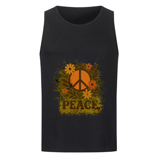 Classic Tanktop aus der Toripros PEACE Kollektion – Flowers PEACE Design in Schwarz, modernes Statement-Piece mit floraler Friedensbotschaft
