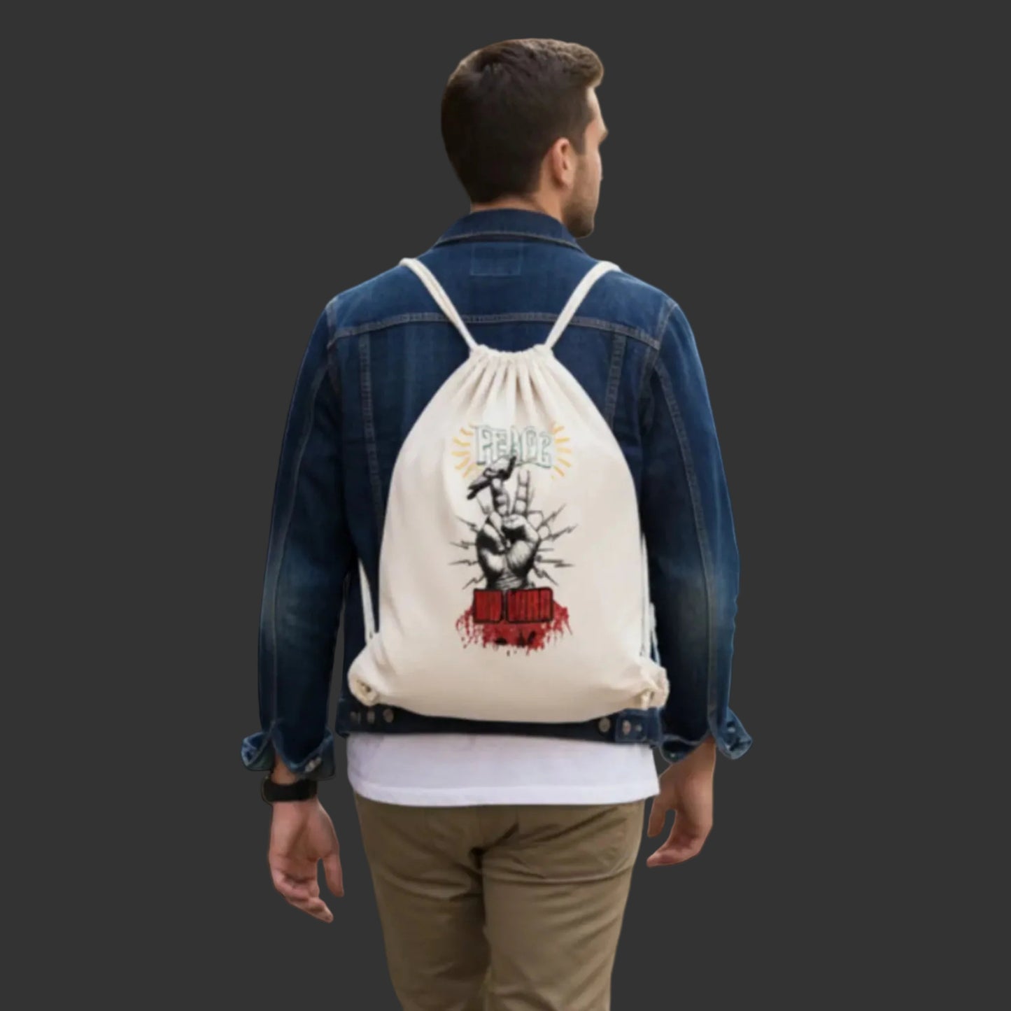 Gym Bag aus der Toripros PEACE Kollektion – PEACE no WAR Design in Natural, nachhaltiges Statement-Piece mit klarer Friedensbotschaft
