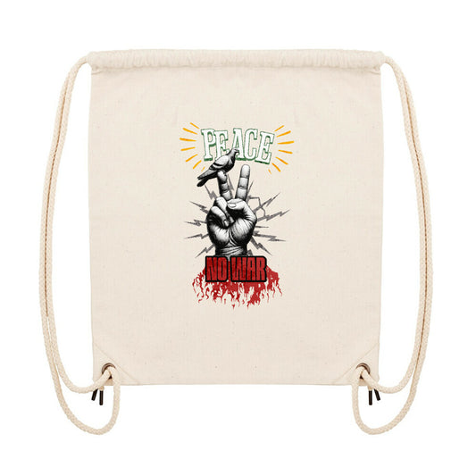 Gym Bag aus der Toripros PEACE Kollektion – PEACE no WAR Design in Natural, nachhaltiges Statement-Piece mit klarer Friedensbotschaft