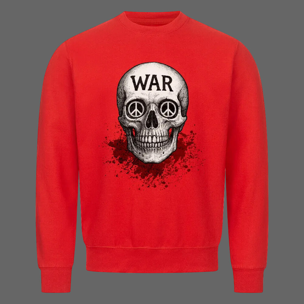 Classic Sweatshirt aus der Toripros PEACE Kollektion – WAR is DEATH Design in Rot, markantes Statement-Piece für Frieden und bewusste Streetwear