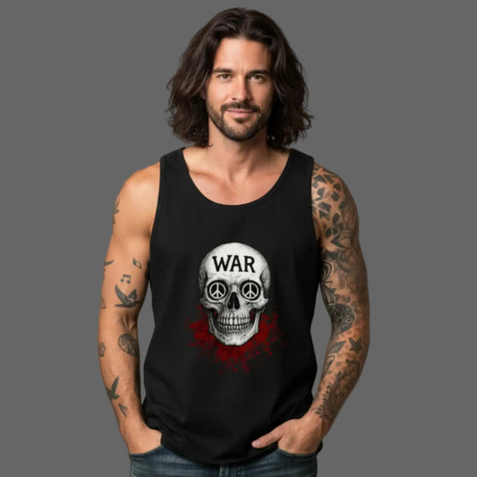 Classic Tanktop aus der Toripros PEACE Kollektion – WAR is DEATH Design in Schwarz, stylisches Statement für Frieden, Stärke und Nachhaltigkeit