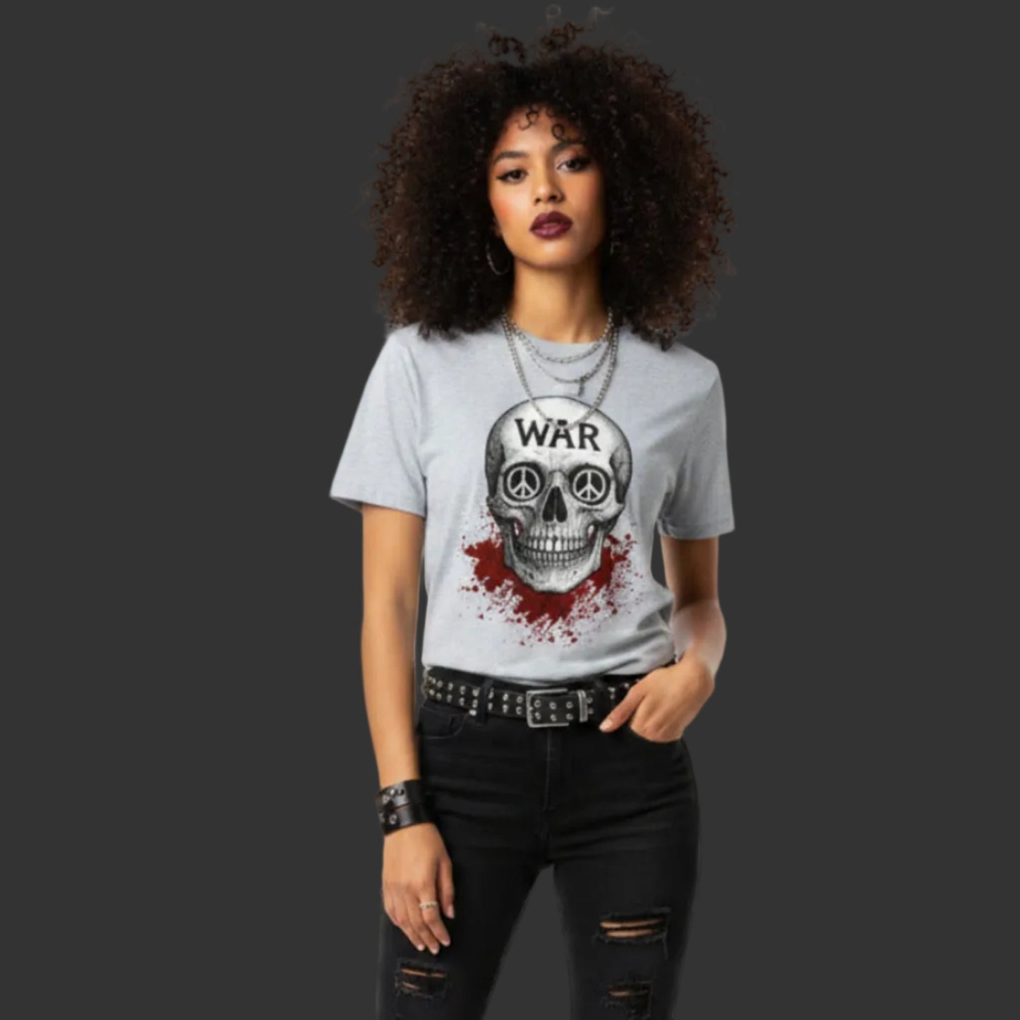Premium T-Shirt aus der Toripros PEACE Kollektion – WAR is DEATH Design HigherBlanks in Heather Grey, moderner Look mit friedlicher Botschaft