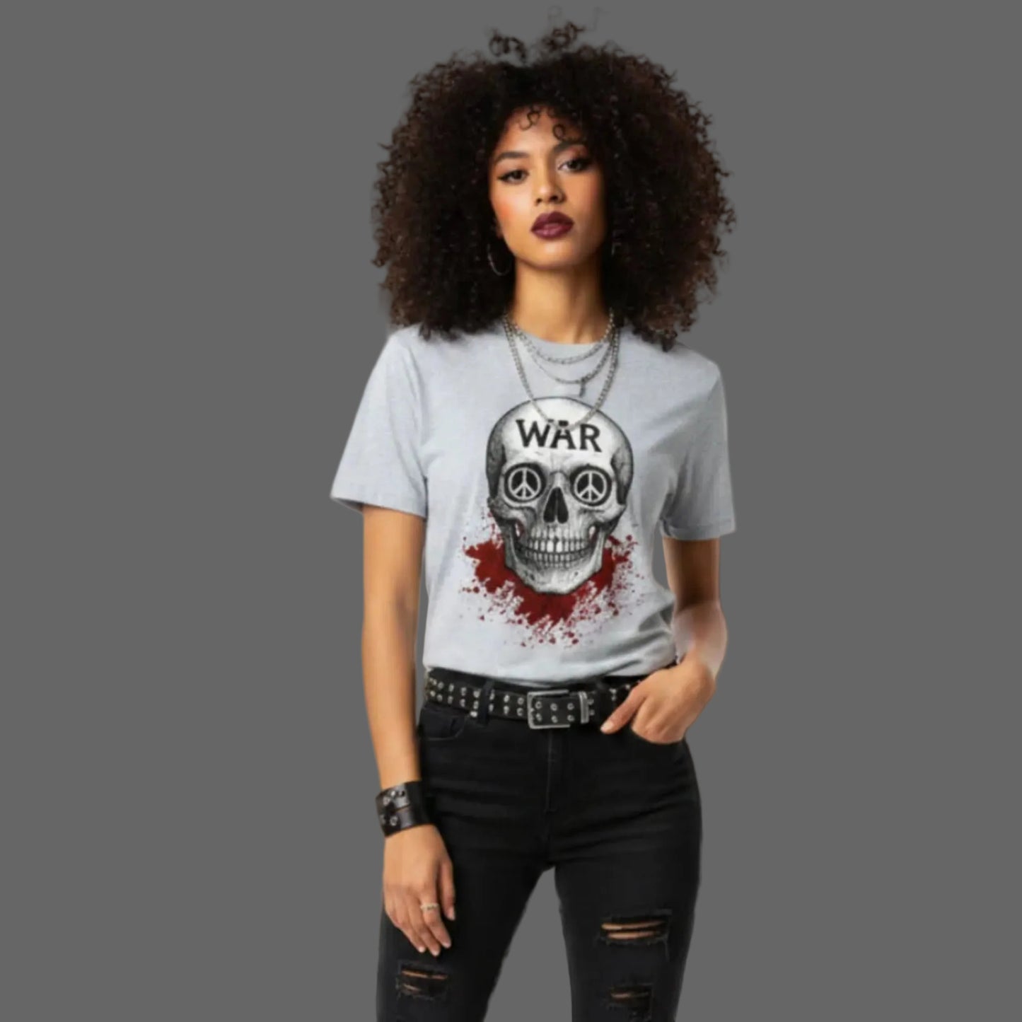 Premium T-Shirt aus der Toripros PEACE Kollektion – WAR is DEATH Design HigherBlanks in Heather Grey, moderner Look mit friedlicher Botschaft