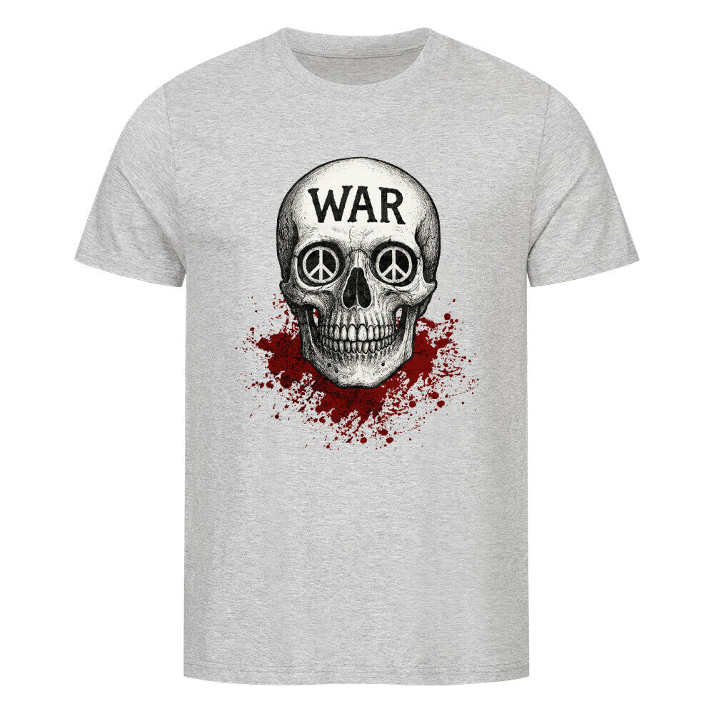 Premium Organic Shirt aus der Toripros PEACE Kollektion – WAR is DEATH Design in Heather Grey, moderner Look mit friedlicher Botschaft