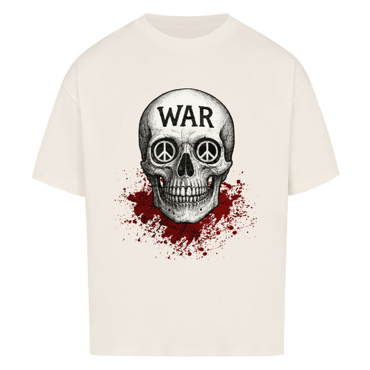 Oversized Shirt aus der Toripros PEACE Kollektion – WAR is DEATH Design VACANCY in Natur, Statement für Frieden und Bewusstsein