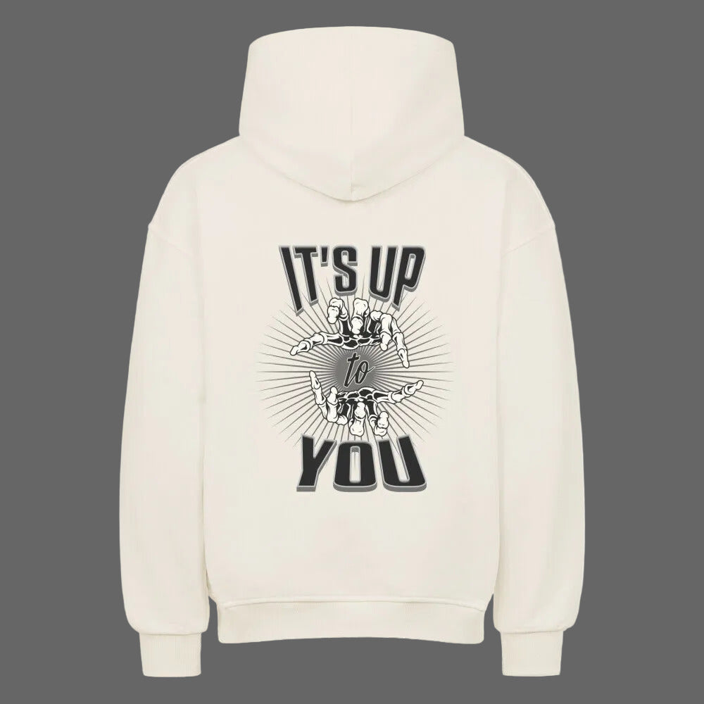 VACANCY Oversized Hoodie in natural raw mit „IT'S UP TO YOU“-TORIPROS