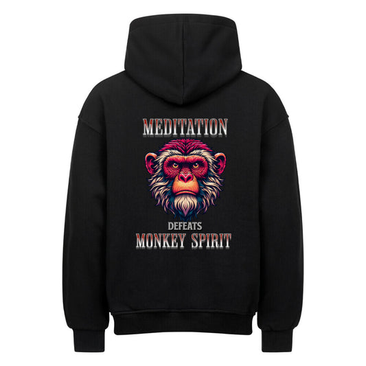 VACANCY Oversized Hoodie in Schwarz mit „MEDITATION defeats MONKEY SPIRIT“-TORIPROS-schwarz