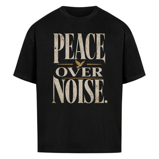 VACANCY Oversized Shirt in Schwarz mit „PEACE OVER NOISE“-Motiv, 100% Baumwolle, Oversized Fit, Drop Shoulders, weiches Tragegefühl