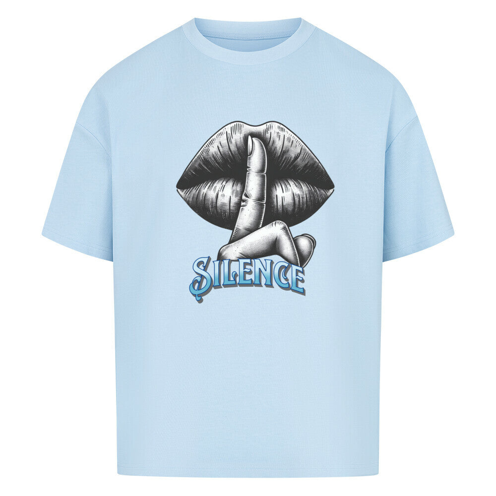 VACANCY Oversized Shirt in Babyblau mit „Silence“-TORIPROS