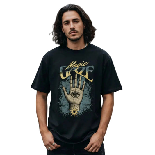 Toripros MYSTICA Kollektion – Magic Gaze Oversized Shirt in Schwarz, modernes Streetwear-Design mit mystischem Statement