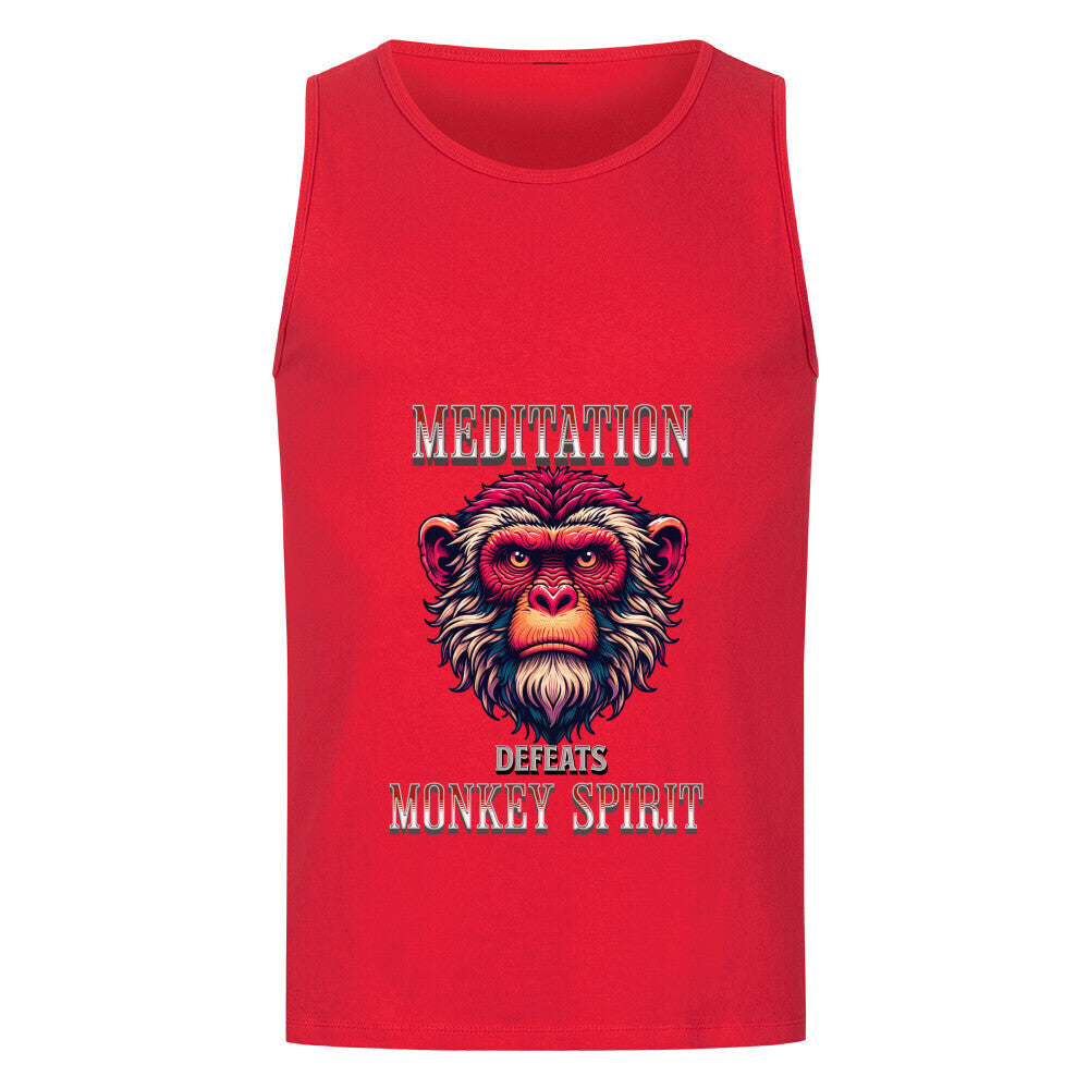 Toripros STILLE Kollektion – MEDITATION defeats MONKEY SPIRIT Classic Tanktop in Fire Red, modernes Streetwear-Design mit starkem Statement