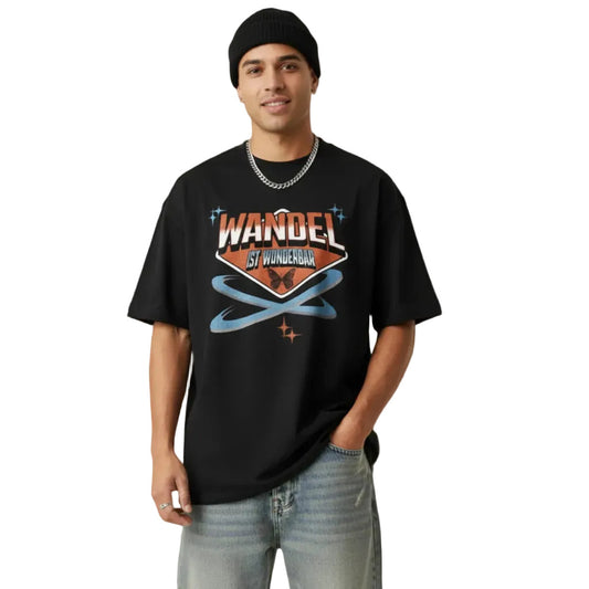 Toripros WANDEL Kollektion – WandelWunderbar Oversized Shirt in Schwarz, modernes Streetwear-Design mit starkem Statement