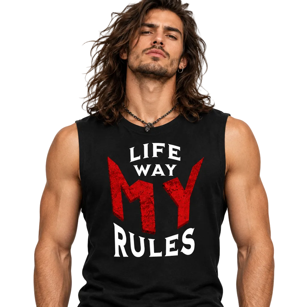Sleeveless Oversized Tee / MY LIFE. MY WAY. MY RULES