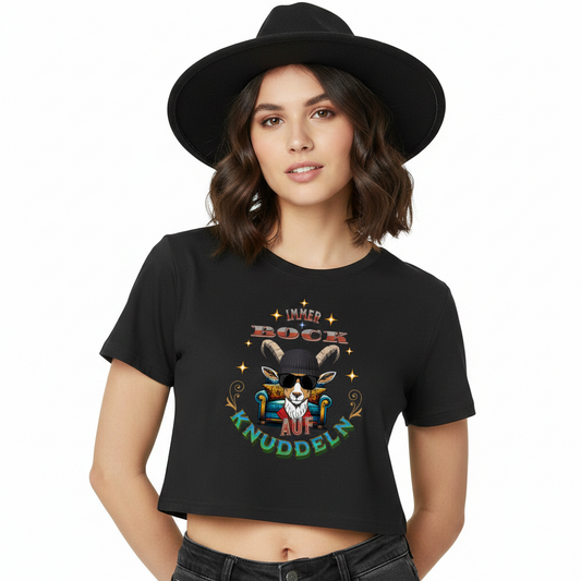 Ladies Cropped Tee / IMMER BOCK auf KNUDDELN