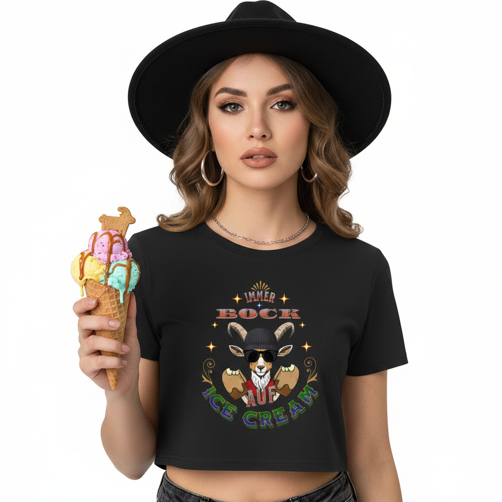   Ladies Cropped Tee / IMMER BOCK auf ICE CREAM 