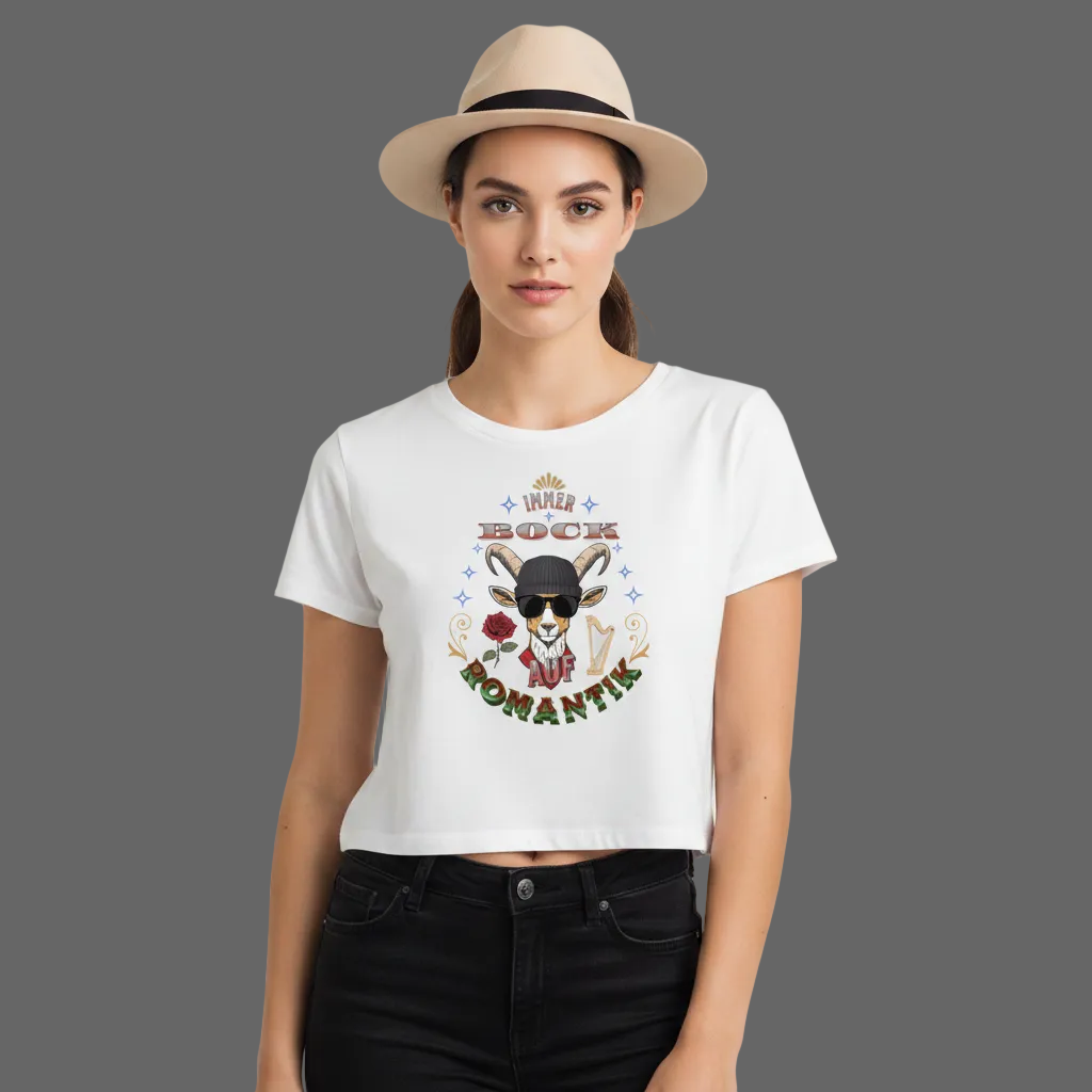 IMMER BOCK auf ROMANTIK  /  Ladies Cropped Tee