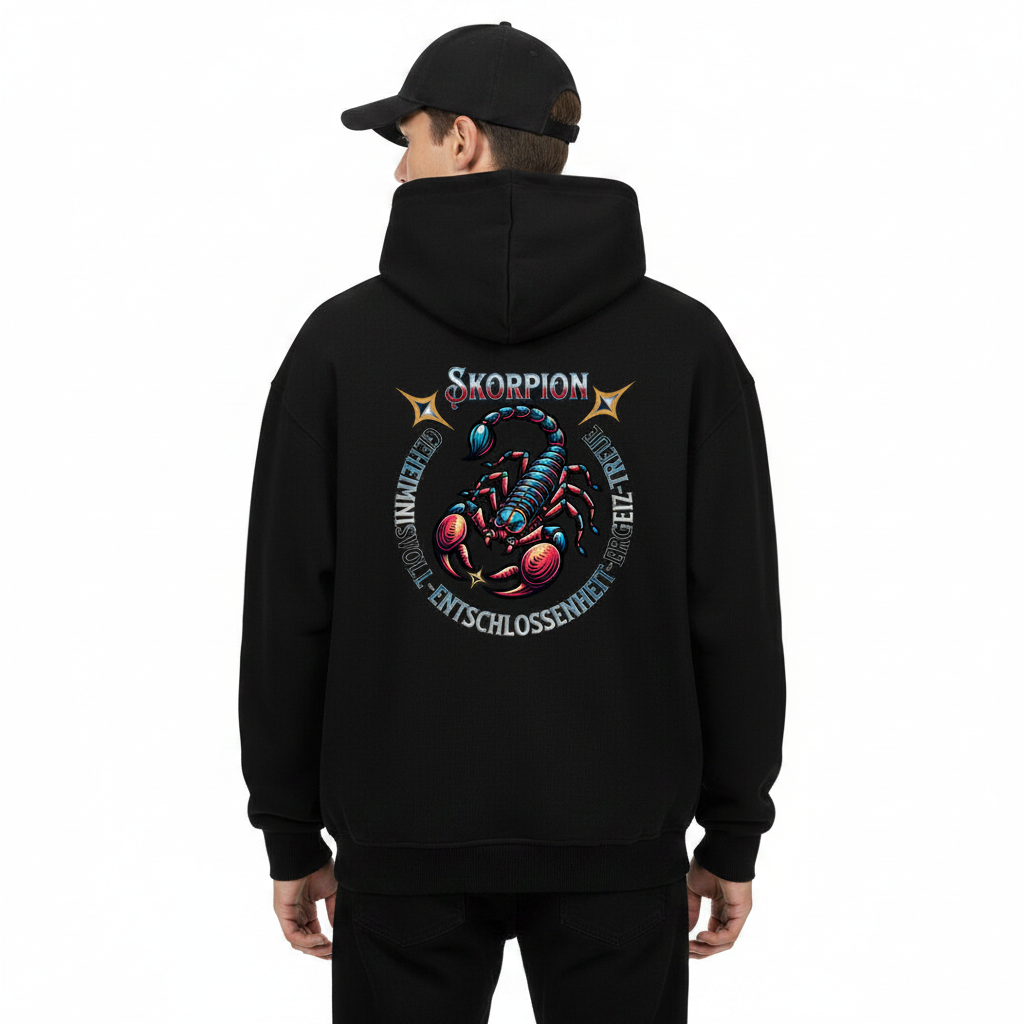VACANCY Oversized Zipper Hoodie /Skorpion Sternzeichen