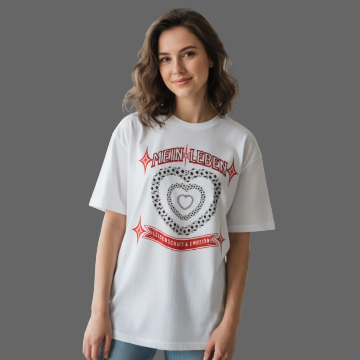 VACANCY Oversized Shirt / Fußball mein LEBEN -Weiß