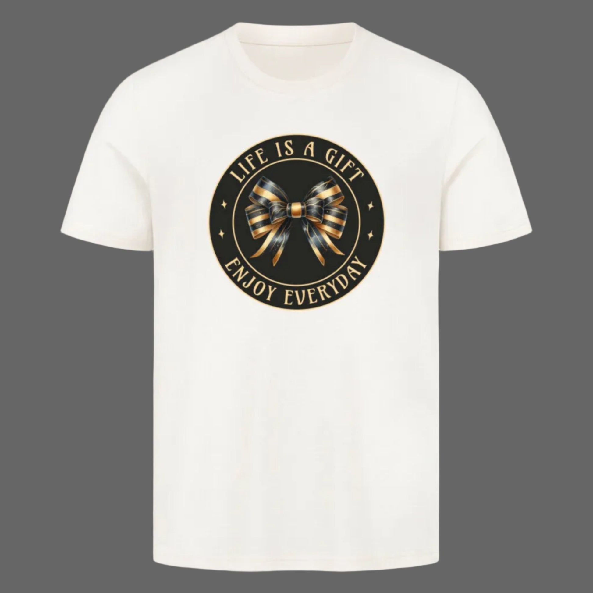 HigherBlanks Premium T-Shirt in Natural Raw mit „LIFE IS A GIFT“-TORIPROS