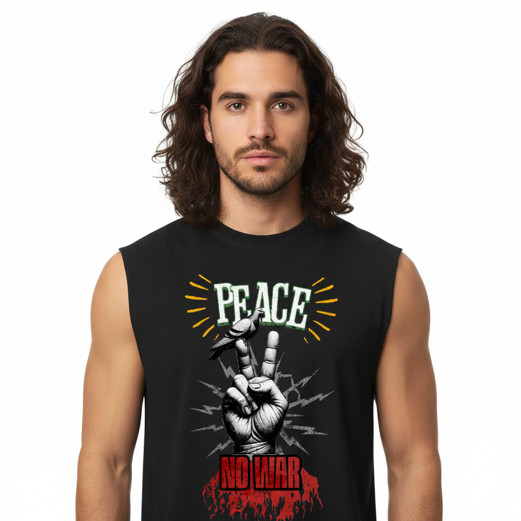 Sleeveless Oversized Tee / PEACE no WAR
